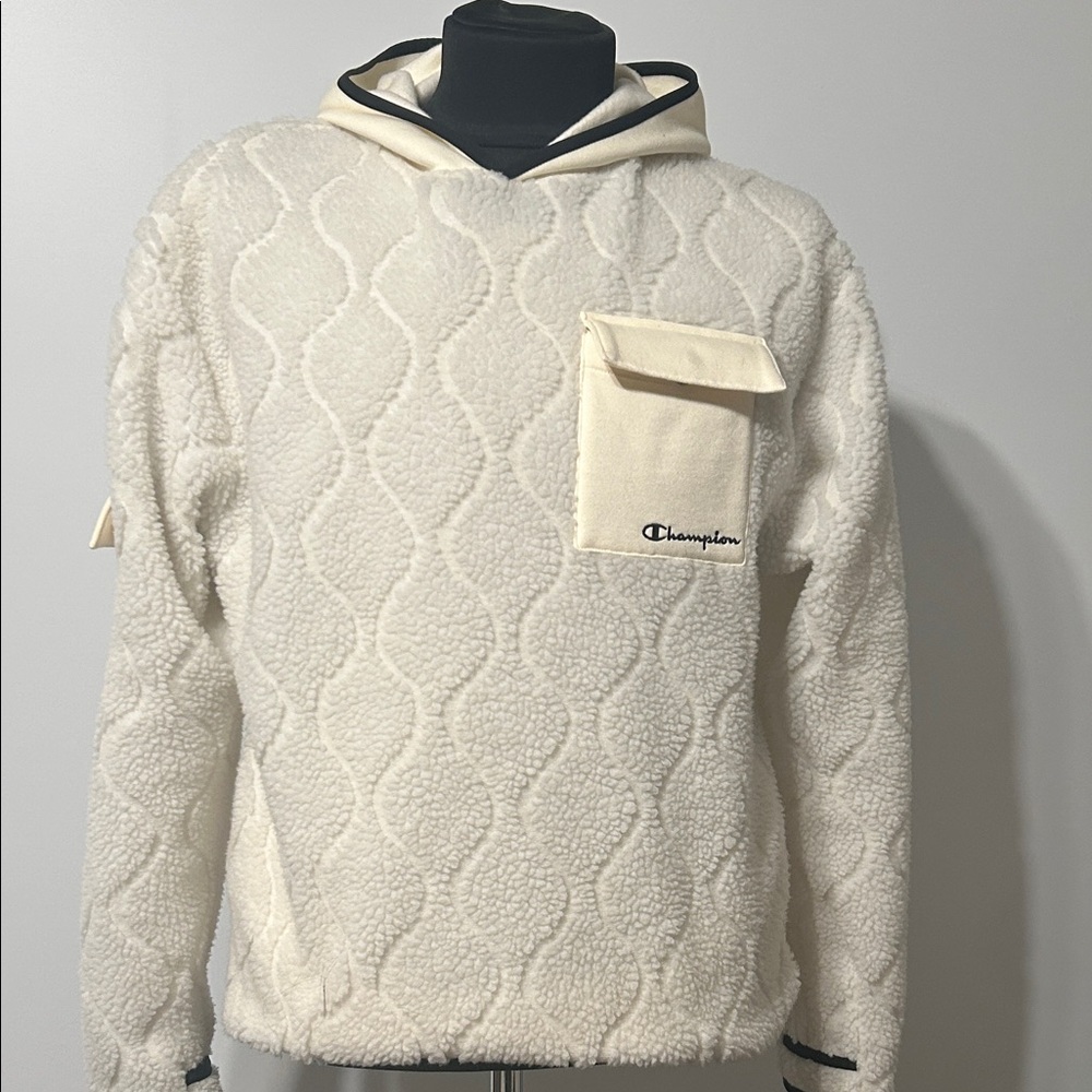 Champion Cream Quilted Sherpa Hoodie